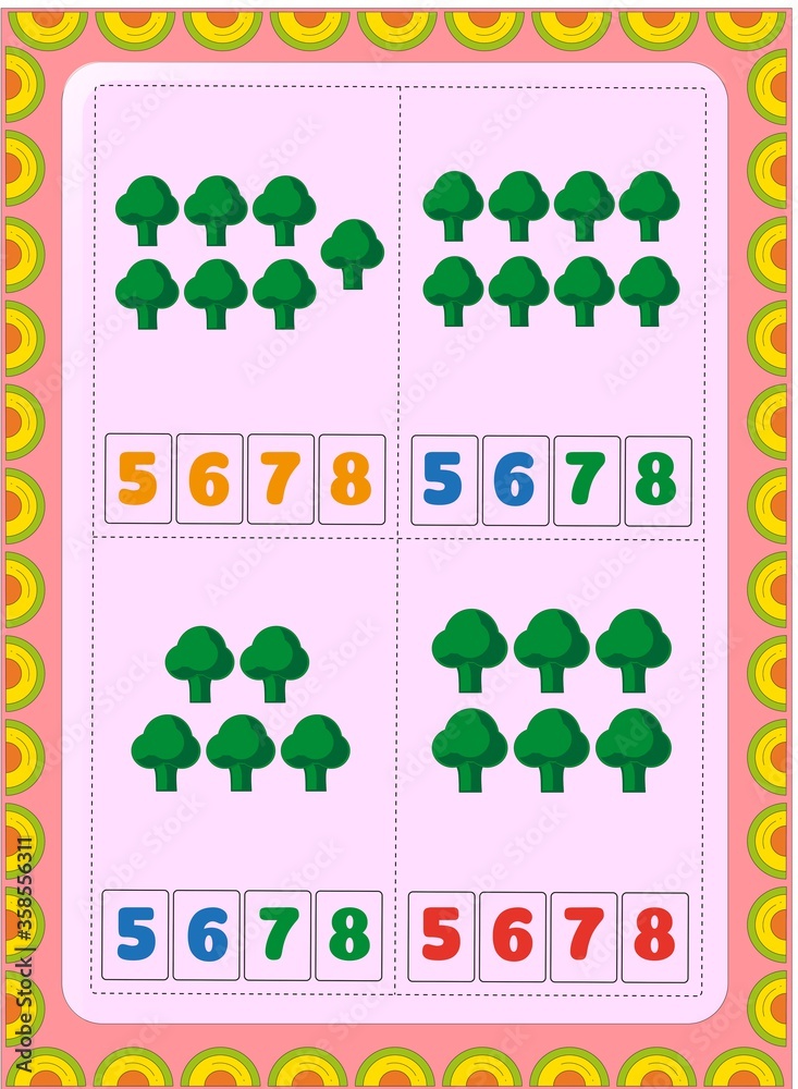 Naklejka Preschool and toddler math with broccoli design