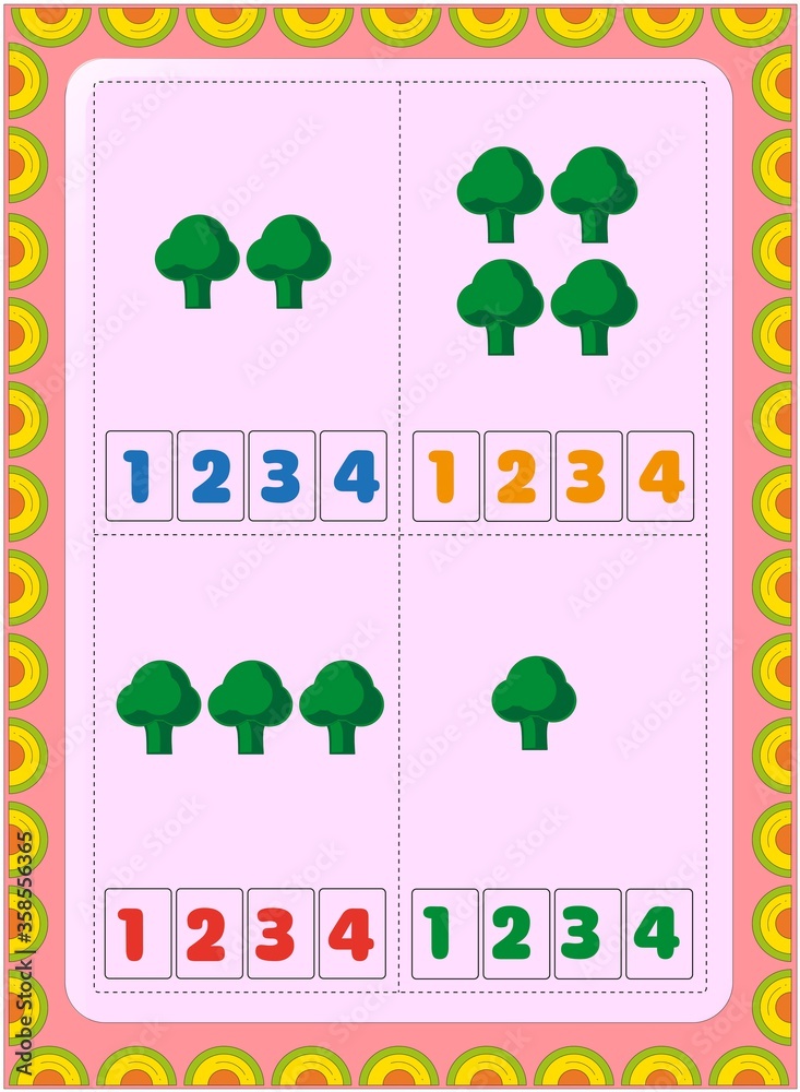 Naklejka Preschool and toddler math with broccoli design