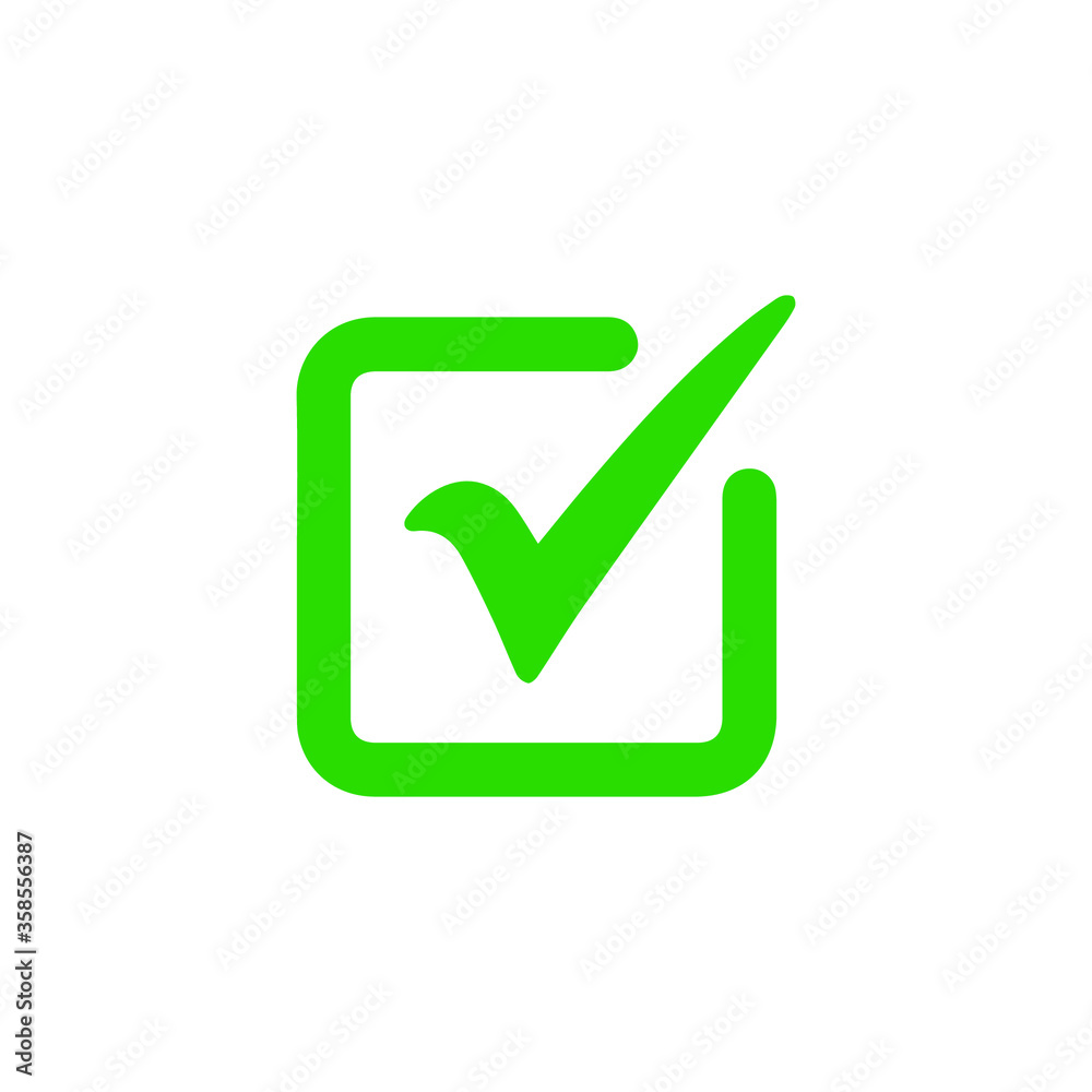 Green check mark icon. Tick symbol in green color, vector illustration. Green check mark icon. Tick symbol in green color, vector illustration.