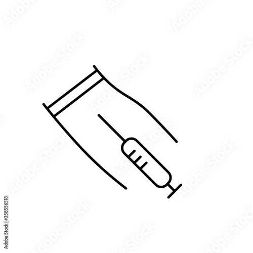 sampling or analysis of blood from a vein. intravenous injection. black vector graphics