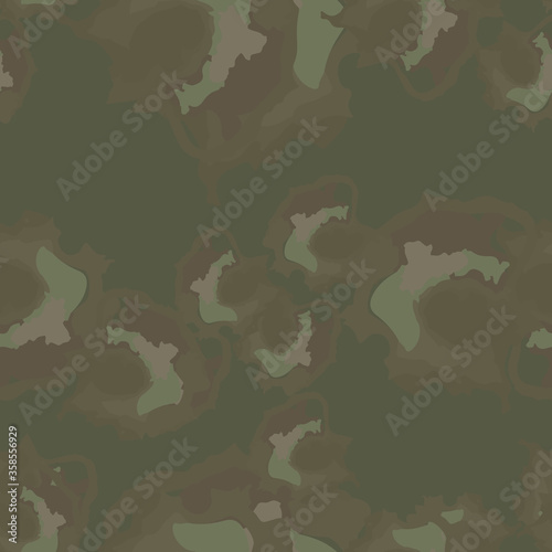 Forest camouflage of various shades of brown, beige and green colors