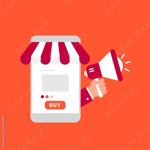 Online Shopping Flat Icon Vector Logo Template