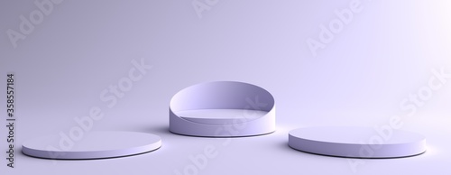 3D Render of Abstract violet Composition with Podium. Minimal Studio with Round Pedestal. Pedestal can be used for advertising  Isolated on violet background  Showcase  Product Presentation.