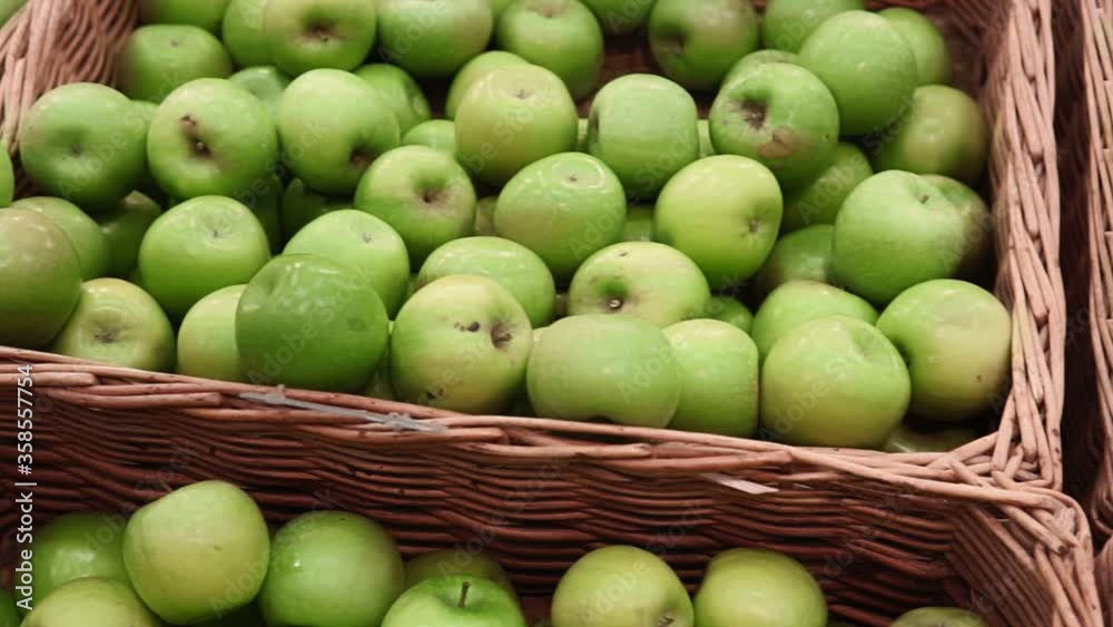 apples for sale in supermarket. top view organic fruit on the shelves of the hypermarket apples for sale in supermarket. top view organic fruit on the shelves of the hypermarket