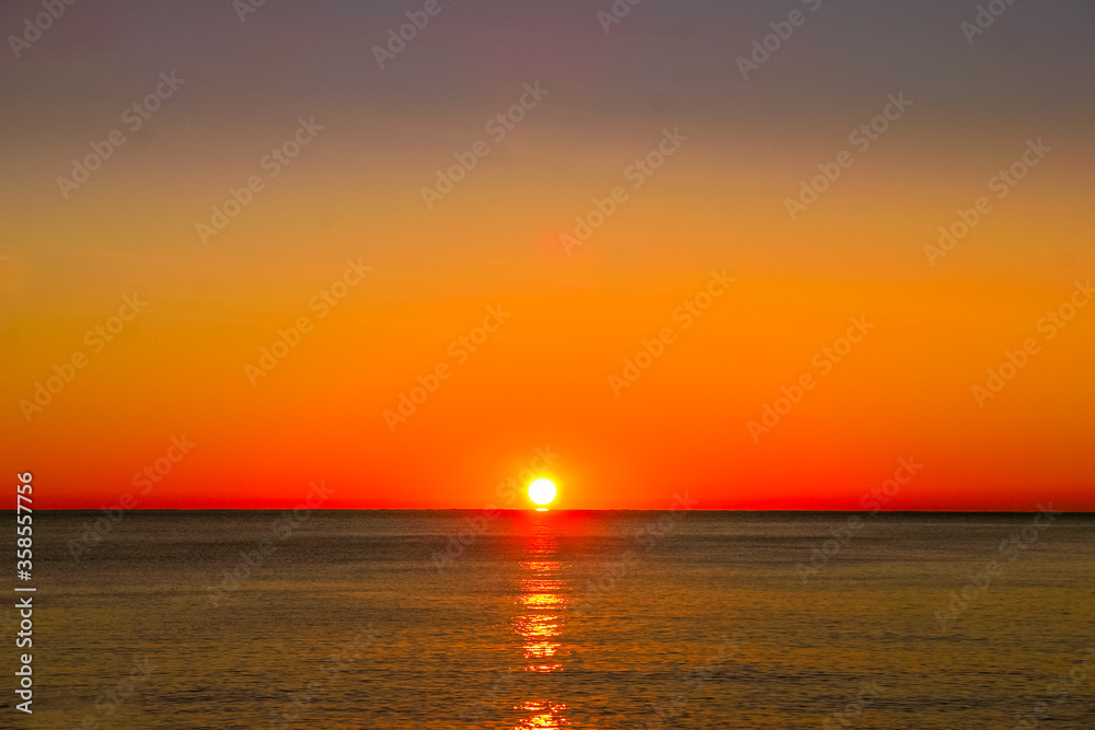 A sunset over the ocean