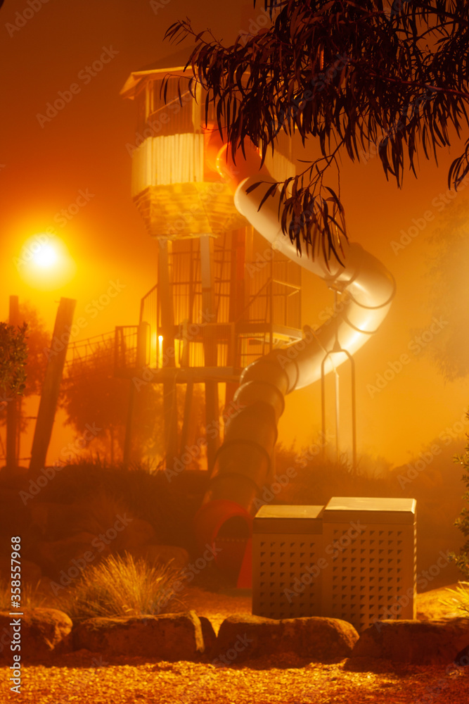 Fog on the playground.