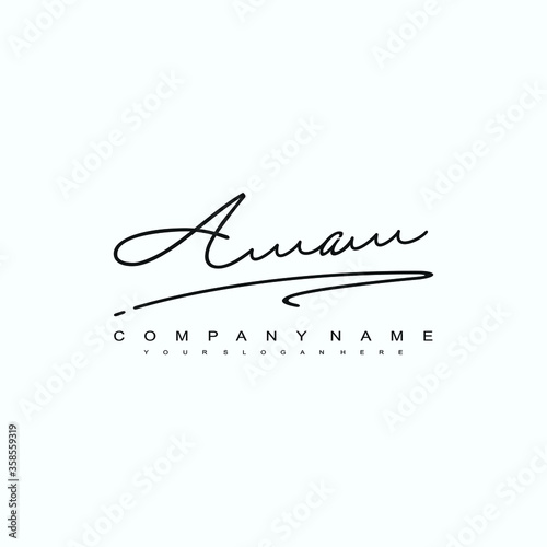 AA initials signature logo. Handwriting logo vector templates. Hand drawn Calligraphy lettering Vector illustration.