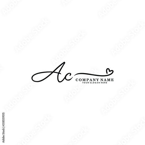 AC initials signature logo. Handwriting logo vector templates. Hand drawn Calligraphy lettering Vector illustration.