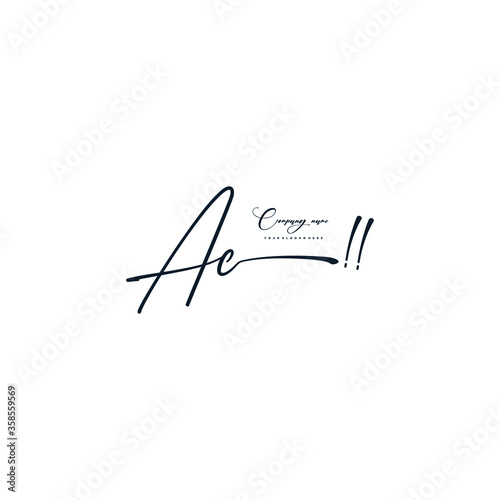 AC initials signature logo. Handwriting logo vector templates. Hand drawn Calligraphy lettering Vector illustration. photo