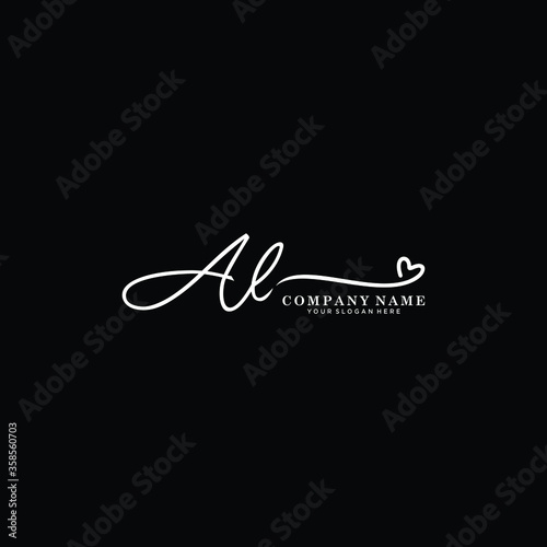 AL initials signature logo. Handwriting logo vector templates. Hand drawn Calligraphy lettering Vector illustration.