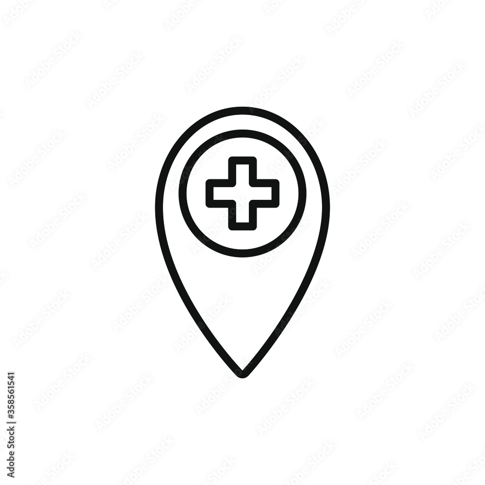 Simple icon of a hospital map pointer isolated on white background Simple icon of a hospital map pointer isolated on white background