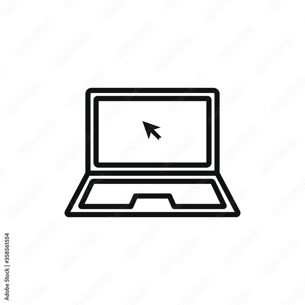 Laptop with cursor icon with outline style design Laptop with cursor icon with outline style design