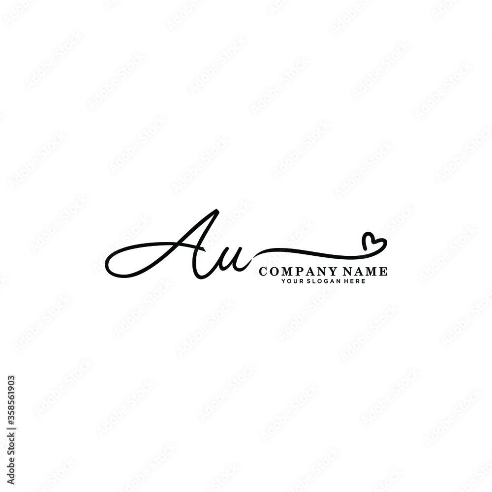 AU initials signature logo. Handwriting logo vector templates. Hand drawn Calligraphy lettering Vector illustration. AU initials signature logo. Handwriting logo vector templates. Hand drawn Calligraphy lettering Vector illustration.