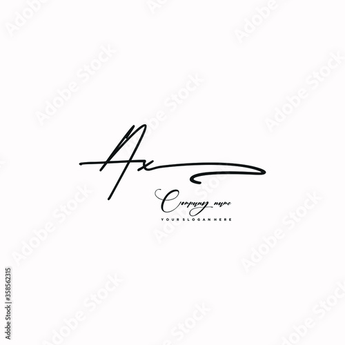 AX initials signature logo. Handwriting logo vector templates. Hand drawn Calligraphy lettering Vector illustration.