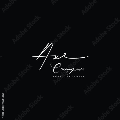 AX initials signature logo. Handwriting logo vector templates. Hand drawn Calligraphy lettering Vector illustration.