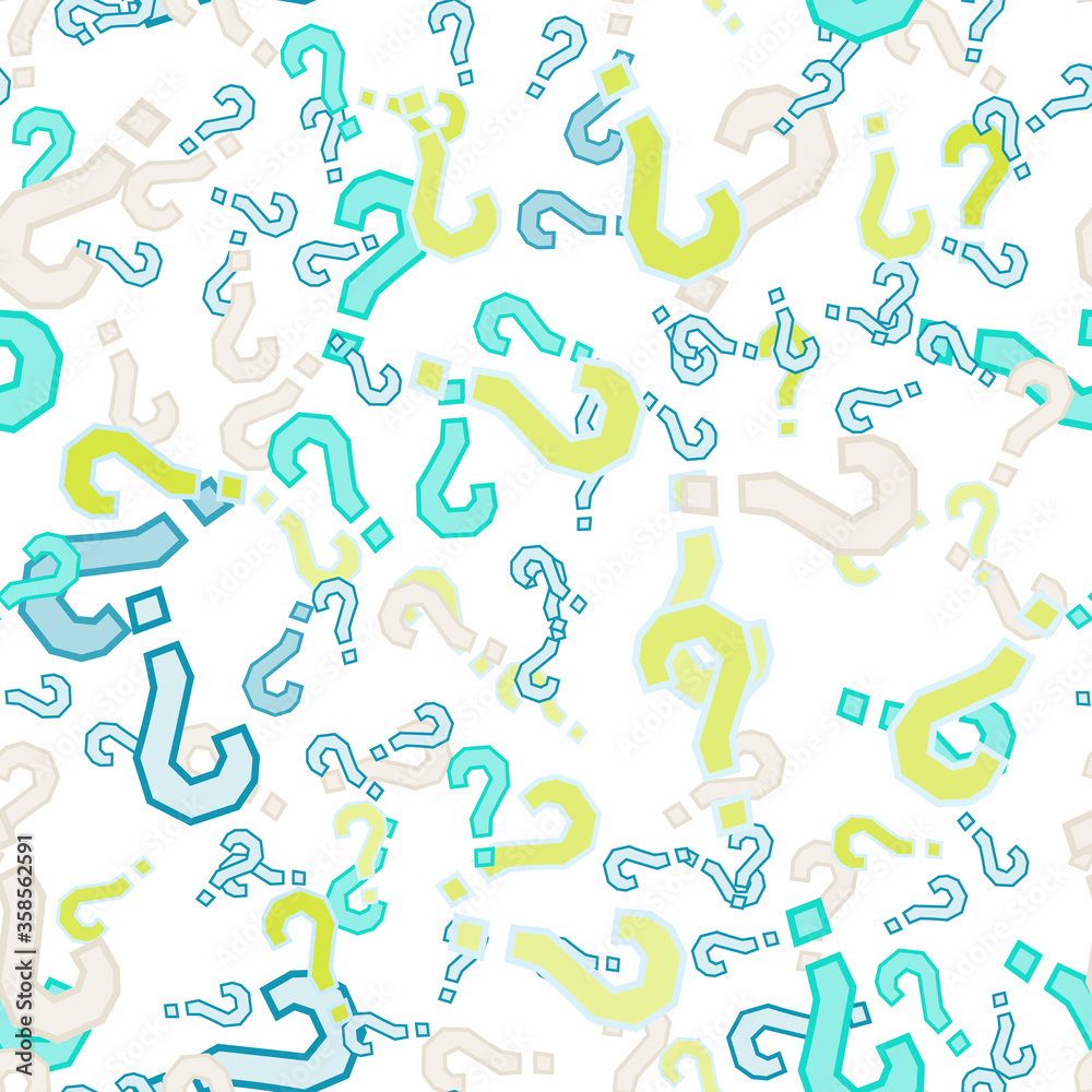 Quiz seamless pattern. Question marks, doubt, faq