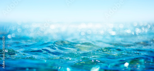 Abstract And Blurred Ocean With Defocused Lights 