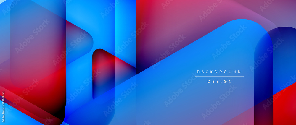 Triangle shapes geometric abstract background. 3D shadow effects and fluid gradients. Modern overlapping forms wallpaper for your text message