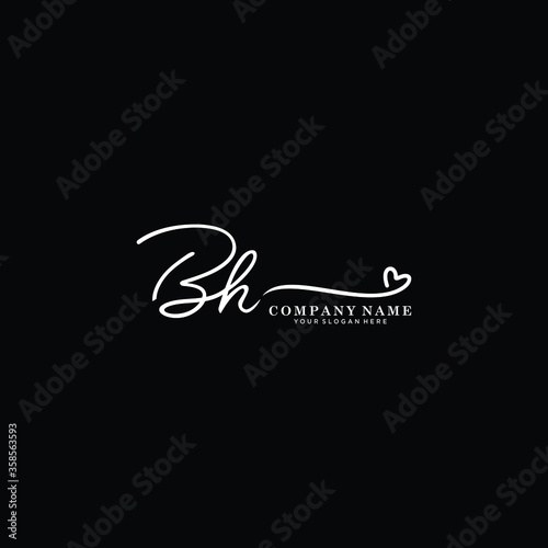 BH initials signature logo. Handwriting logo vector templates. Hand drawn Calligraphy lettering Vector illustration.