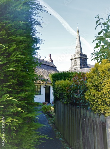 church and cottage in the English village