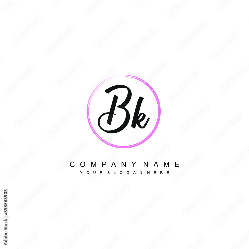 BK initials signature logo. Handwriting logo vector templates. Hand drawn Calligraphy lettering Vector illustration.