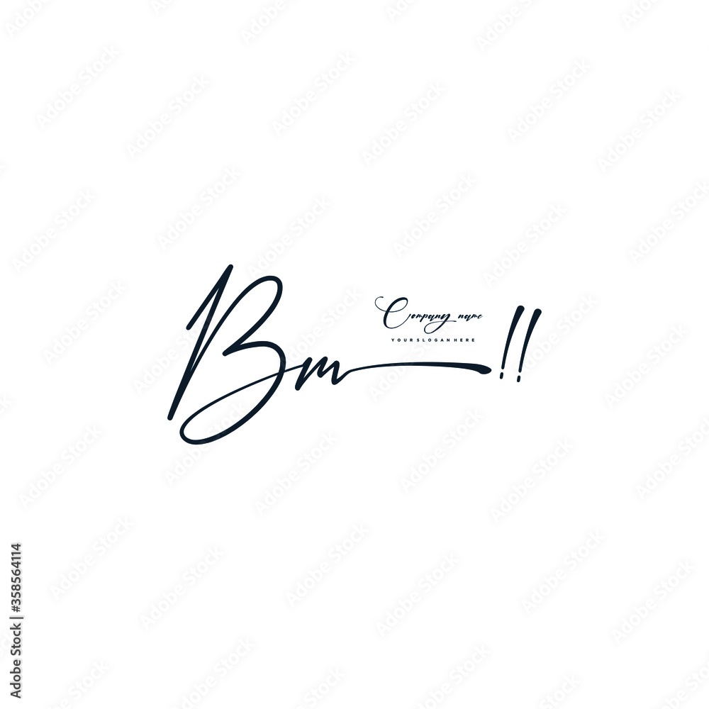 BM initials signature logo. Handwriting logo vector templates. Hand drawn Calligraphy lettering Vector illustration.