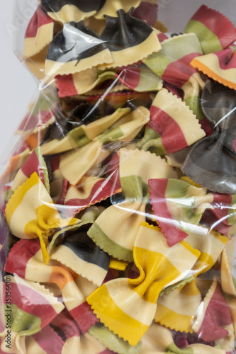Italian food background farfalle pasta bow shapes 