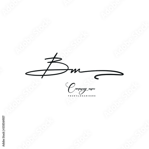 BM initials signature logo. Handwriting logo vector templates. Hand drawn Calligraphy lettering Vector illustration. photo