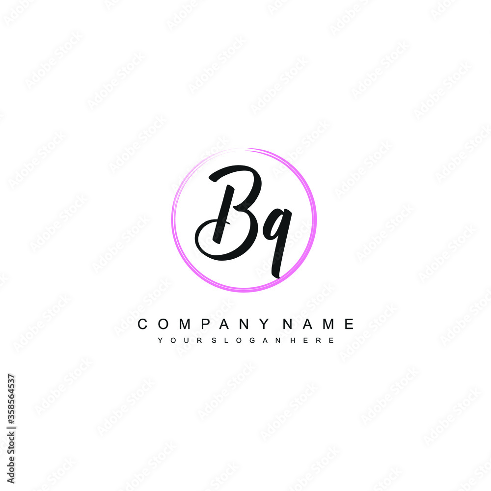 BQ initials signature logo. Handwriting logo vector templates. Hand drawn Calligraphy lettering Vector illustration.