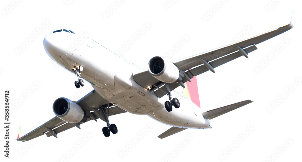 Fototapeta premium modern passenger plane on white background