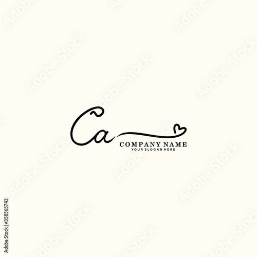 CA initials signature logo. Handwriting logo vector templates. Hand drawn Calligraphy lettering Vector illustration.