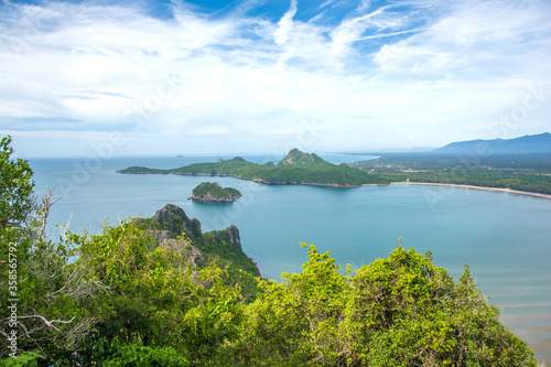 Beautiful high angle view sea sky background from the mountain at Khao Lom Muak, Hua-Hin District, Thailand © serra715