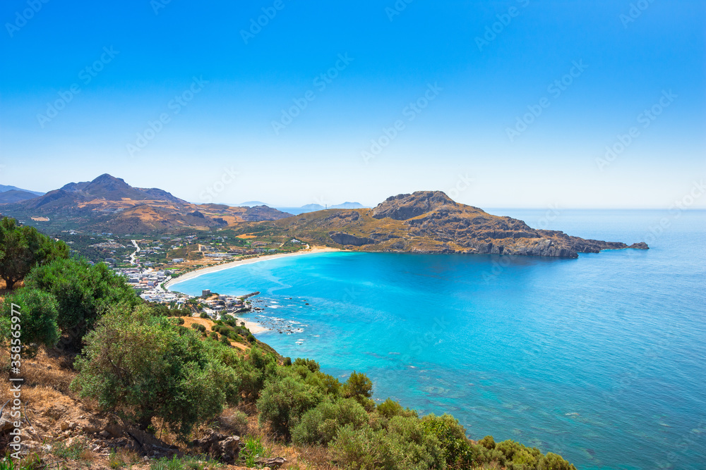 Beautiful beach of the fishing village of Plakias, Crete, Greece