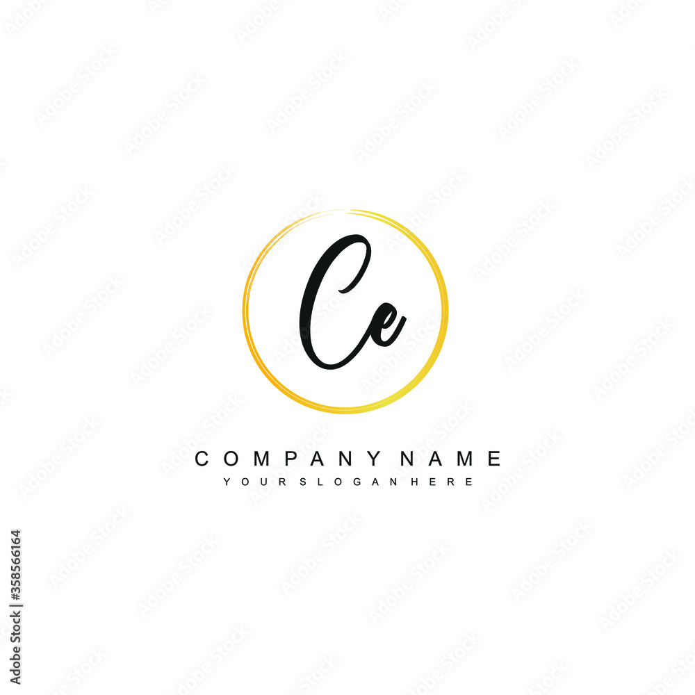 CE initials signature logo. Handwriting logo vector templates. Hand drawn Calligraphy lettering Vector illustration.