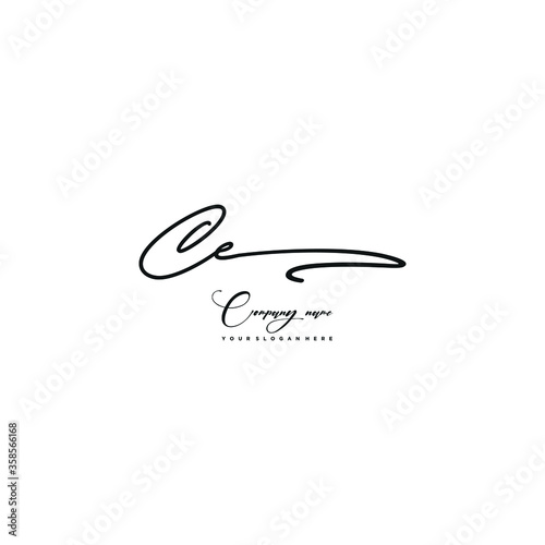 CE initials signature logo. Handwriting logo vector templates. Hand drawn Calligraphy lettering Vector illustration.
