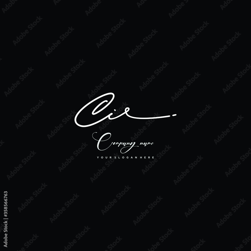 CI initials signature logo. Handwriting logo vector templates. Hand drawn Calligraphy lettering Vector illustration.