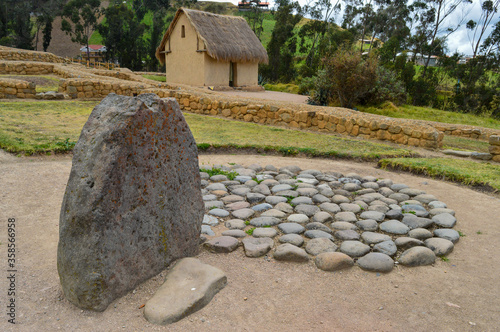 Remnants of rock displayed in the archaeological complex of Ingapirca, at Canar, Ecuador photo