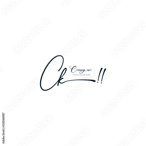 CK initials signature logo. Handwriting logo vector templates. Hand drawn Calligraphy lettering Vector illustration.