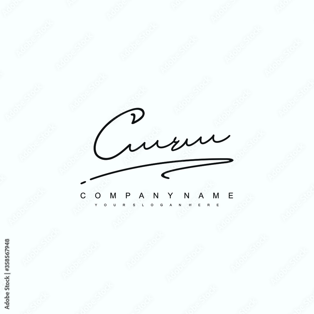 Obraz premium CR initials signature logo. Handwriting logo vector templates. Hand drawn Calligraphy lettering Vector illustration. 