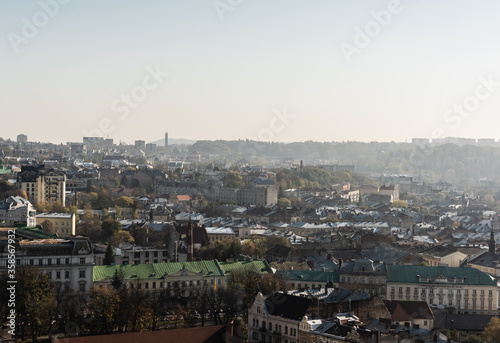 scenic aerial view of city with old houses and skyline, lviv, ukraine © LIGHTFIELD STUDIOS
