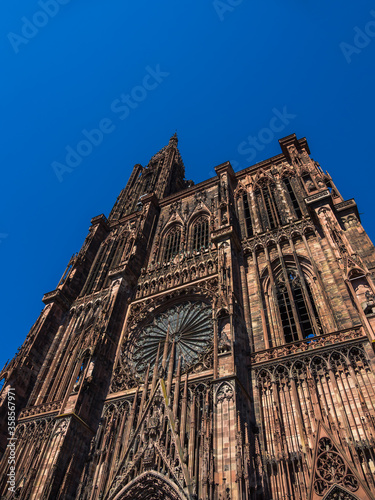 Outside of the Notre dane de Strasbourg Cathedral in Alsace