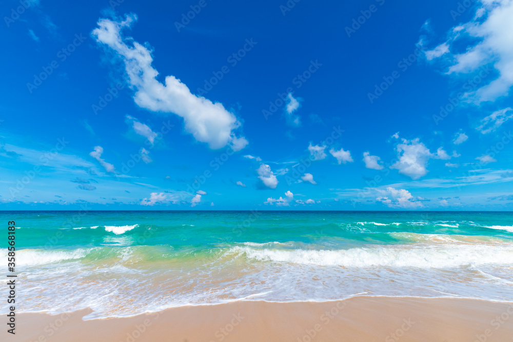 White sand beach and blue sky summer vacation