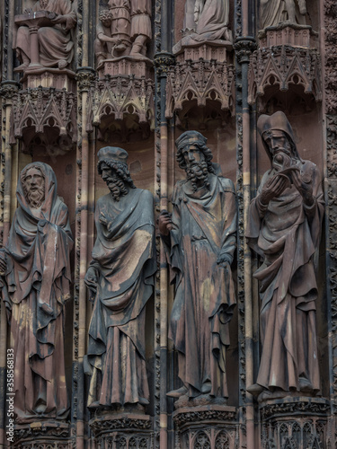 Outside of the Notre dane de Strasbourg Cathedral in Alsace © Netfalls