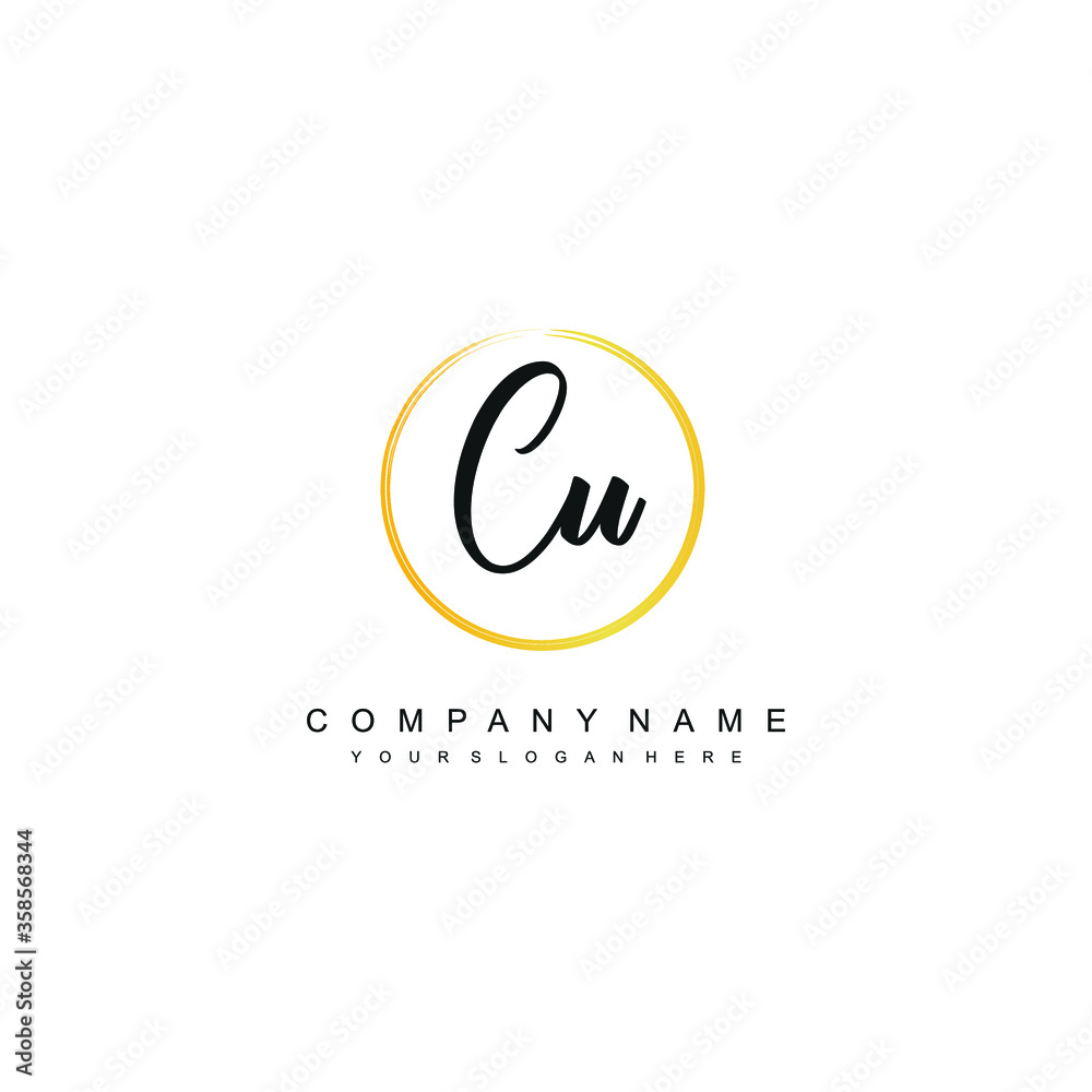 CU initials signature logo. Handwriting logo vector templates. Hand drawn Calligraphy lettering Vector illustration.
