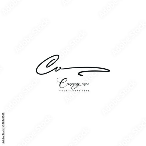 CV initials signature logo. Handwriting logo vector templates. Hand drawn Calligraphy lettering Vector illustration. 