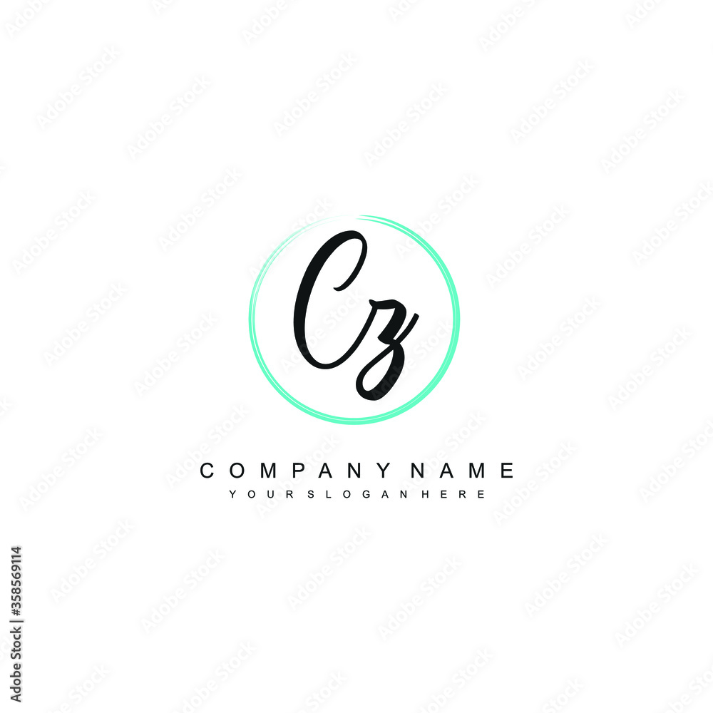CZ initials signature logo. Handwriting logo vector templates. Hand drawn Calligraphy lettering Vector illustration.
