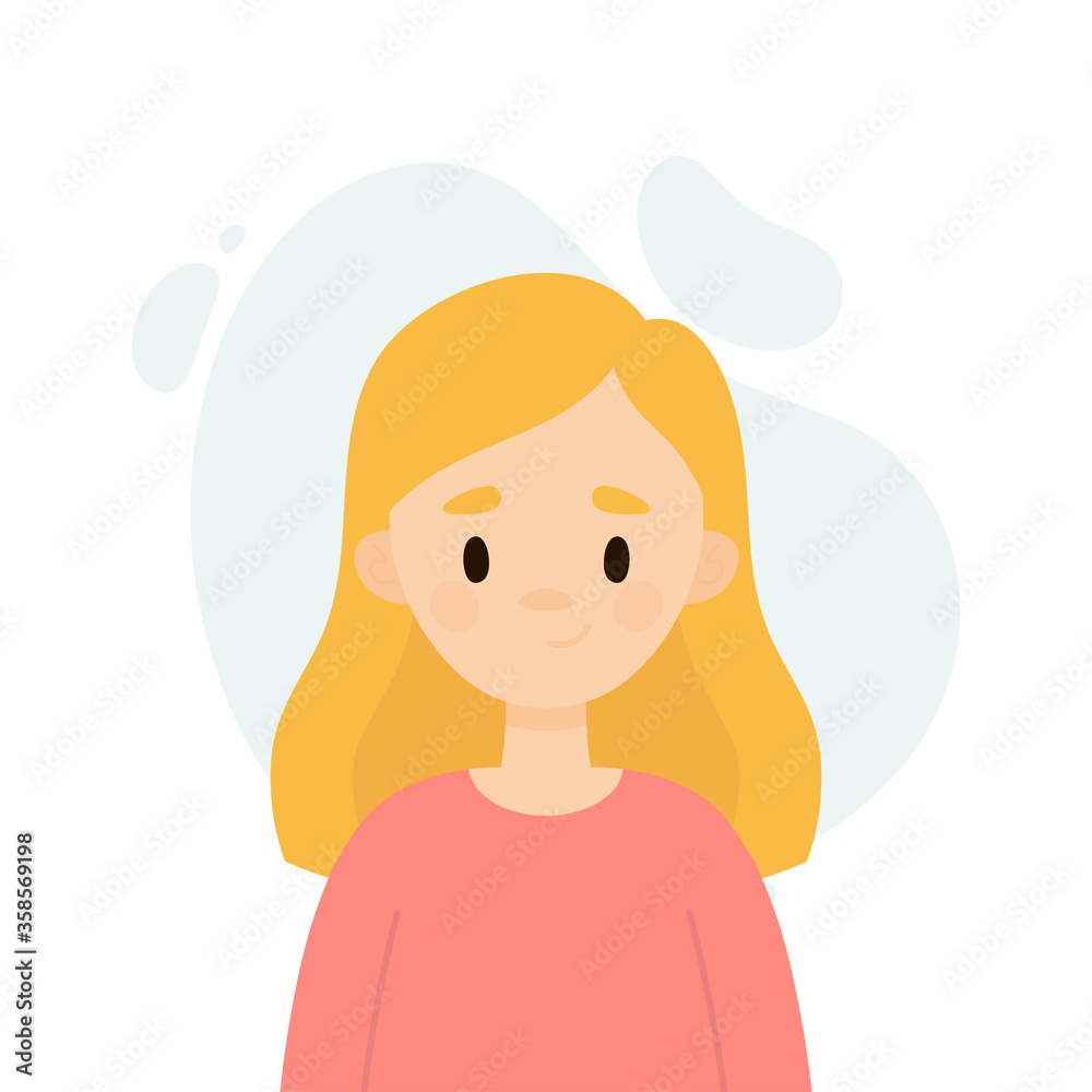Happy girl on a white background. Avatar of a young woman. Happy girl on a white background. Avatar of a young woman.