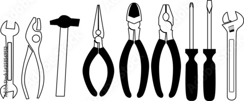 工具のモノクロイラスト