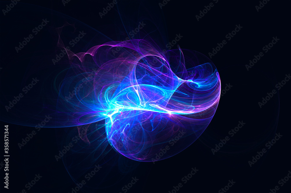 Abstract chaotic neon pattern on a dark background Abstract chaotic neon pattern on a dark background