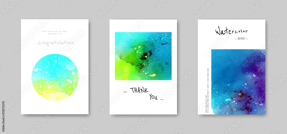 Colorful Watercolor modern card Set